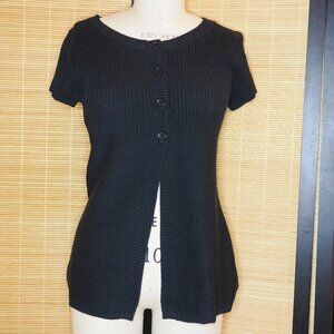 Red Paint, Juniors Black Sweater, Bust only button up,  Size L, New